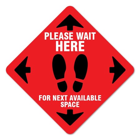 Signmission Please Wait Here Red Non-Slip Floor Graphic, 16in Vinyl Decal, 16" x 16", FD-X-16-99998 FD-X-16-99998